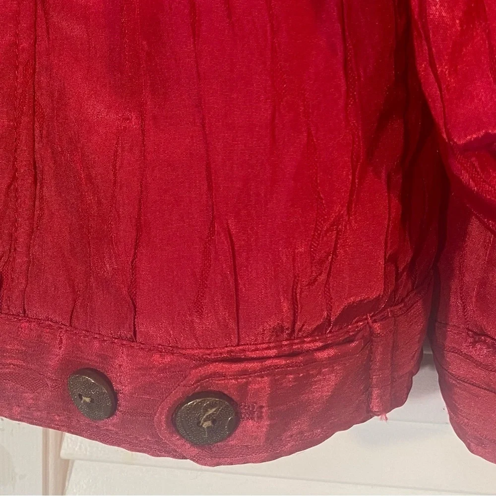 Ruby Rd Jacket Size 10 Red Textured Chest Pockets - Picture 7 of 8